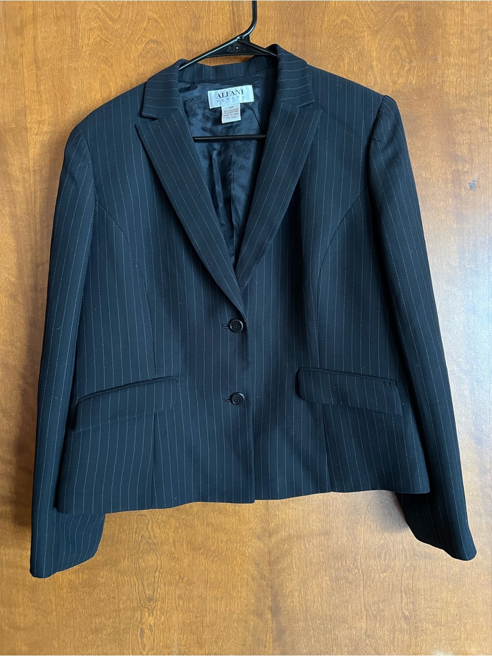 Alfani Black Blazer with White Pinstripes